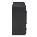4-Door Large Storage Sideboard Buffet Cabinet with Glass Doors Arched Cabinet (Black)
