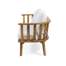 Outdoor Wooden Loveseat with Cushions - White/Teak