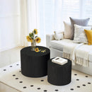Nesting Coffee Table Set of 2, Modern Round Wood Side Tables by HouseOfZazla