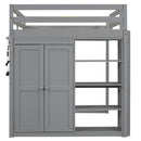 Loft Bed With Built In Wardrobe, Storage Shelves, And LED Light by HouseOfZazla