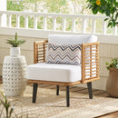 Outdoor Wicker Club Chair with Water Resistant Cushion - Brown by HouseOfZazla