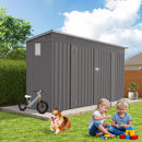 Outdoor Storage Shed, Tool House With Sloping Roof, 6 Vents And 2 Swing Doors For Backyard - Gray by HouseOfZazla