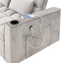 55.3" 4-1 Multi-functional Sofa Bed with Cup Holder and USB Port for Living Room or Apartments, Gray