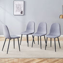 Luxury Simple Chair Linen Cotton High Resilience Dining Chair With Black Metal Legs (Set of 4) - Light Gray by Unique Piece Furniture