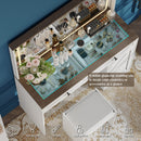 Walker Edison | Farmhouse Makeup Vanity Table Desk with Stool