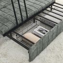 3 in 1 Pull-Out Bed Sleeper, Modern Upholstered 3 Seats Lounge Sofa & Couches with Rolled Arms Decorated with Copper Nails, Convertible Futon 3 Seats Sofabed with Two Drawers and Two Pillows