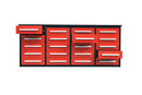 Garage Storage Cabinets With Workbench (With 20 Drawers) - Red