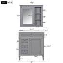 Bathroom Vanity With Medicine Cabinet, Royal Mirror Cabinet, Modern Bathroom Storage Cabinet With 2 Soft Closing Doors And 4 Drawers by Unique Piece Furniture