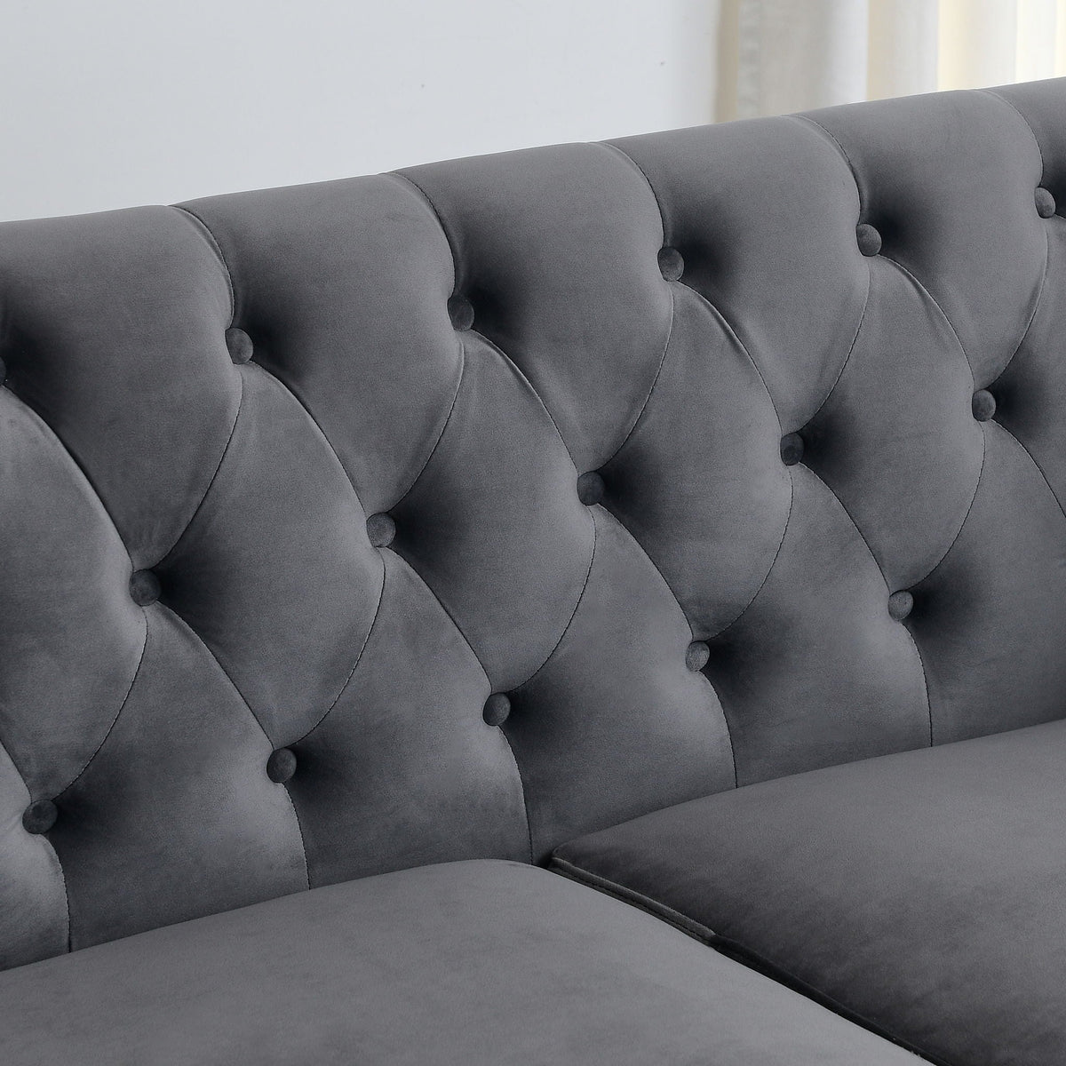 Modern Chesterfield Sofa With Tufted Backrest For Living Room, photo 6 of 36