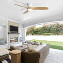 Flush Mount Ceiling Fan With Dimmable LED Light, 3 Blades, Reversible DC Motor Blades For Living Room
