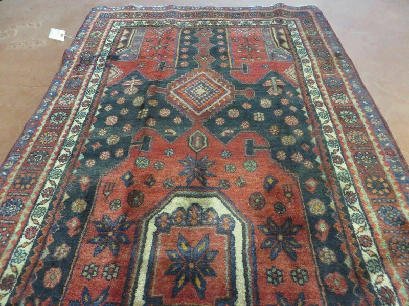 4' X 9' Antique Handmade Turkish Tribal Oriental Geometric Wool Rug