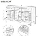 6-drawer and 2-Cabinet Retro Sideboard with Extra Large Storage Space, with Gold Handles and Solid Wood Legs, for Kitchen and Living Room (Black)