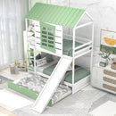 Twin Over Twin House Bunk Bed With Convertible Slide And Trundle - White by HouseOfZazla
