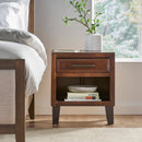 End Table in Brown Acacia Wood with Storage Drawer and Shelf by HouseOfZazla