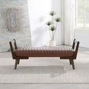 Mid-Century Bench With Wood Legs