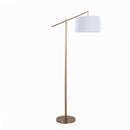 Casper 69" Contemporary Metal Floor Lamp in Gold Metal with Off-White Linen Shade