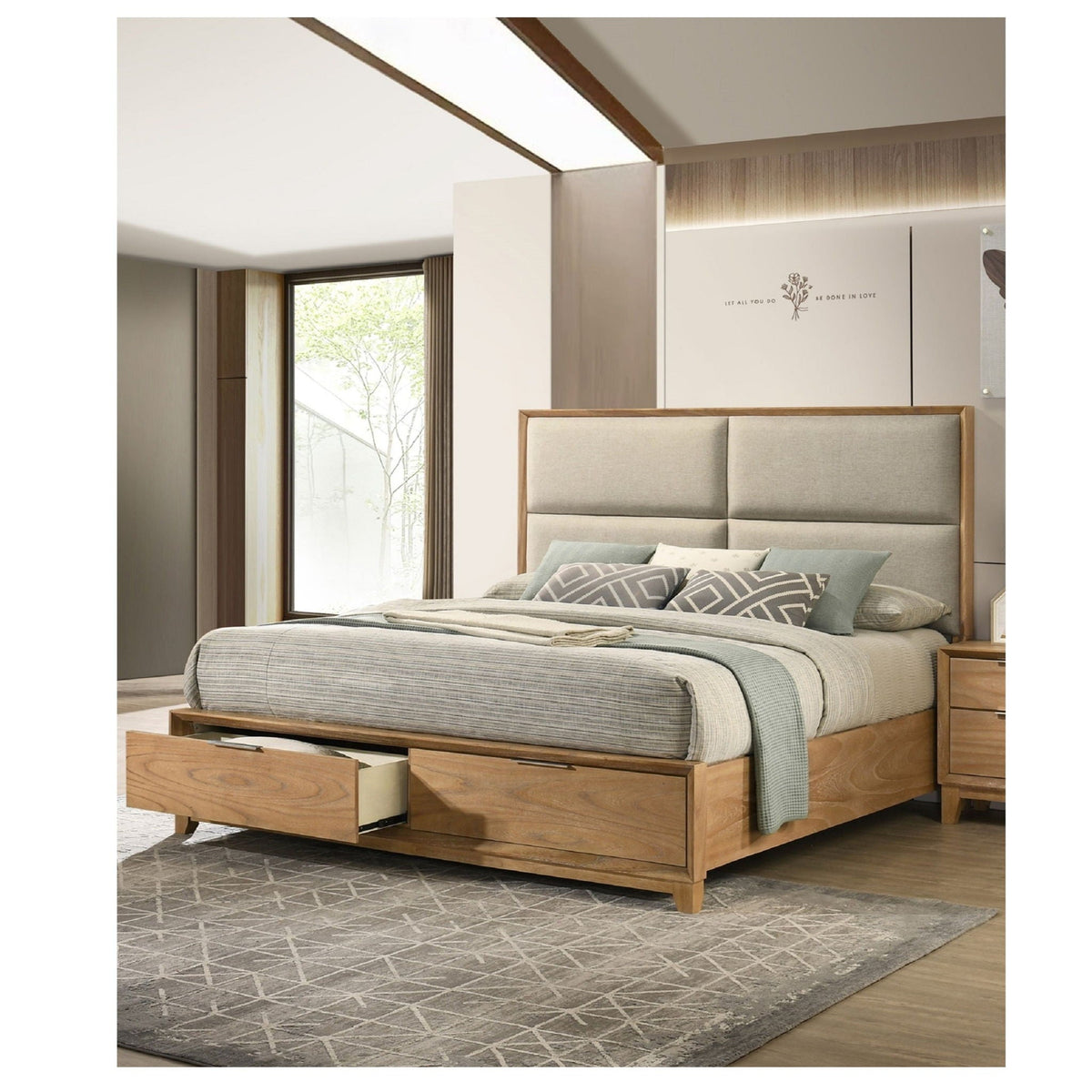 Contemporary Storage Platform Bed With Ultra Plush Headboard, photo 2 of 4