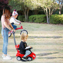 Ride on Push Car 4-Wheel Children Sliding Push Car W/ Colorful Flashing Light Music Handrail Guardrail Push Rod
