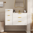 Wall Mounted Floating Cabinet With Side Cabinet Combo, Rectangular Ceramic Sink Vanity by Unique Piece Furniture