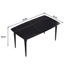 63" Artificial Stone Black Curved Black Metal Leg Dining Table, 6 People - Black by HouseOfZazla