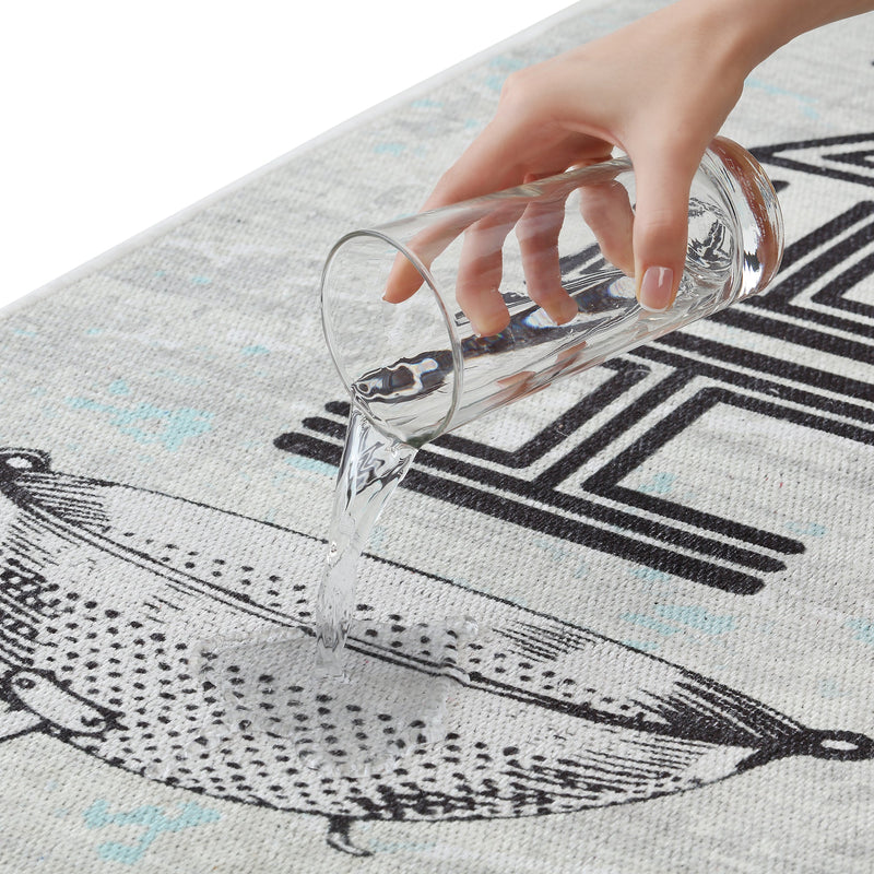SussexHome Non Skid Washable Kitchen Runner Rug 20" x 59" | Gray&Black