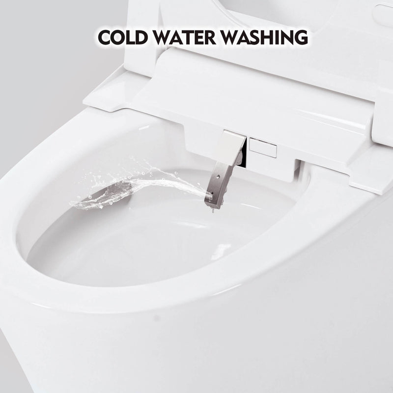 1/1.28 GPF Smart Compact Dual Flush Tankless Toilet Bidet Combo With Self-Cleaning Nozzle And Foot Sensor Flush (SAK58021)