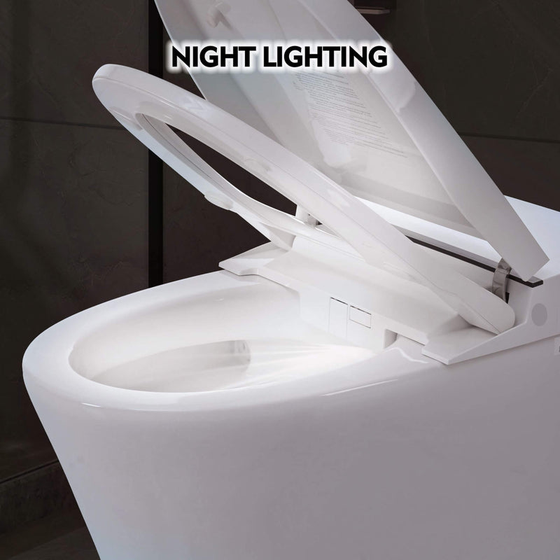 1/1.28 GPF Smart Compact Dual Flush Tankless Toilet Bidet Combo With Self-Cleaning Nozzle And Foot Sensor Flush (SAK58021)