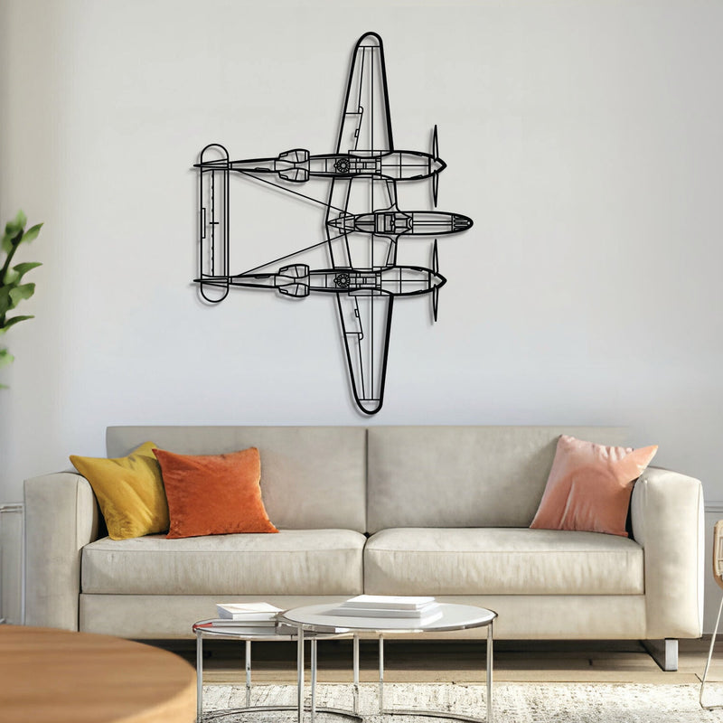 P-38 Lightning Top Metal Aircraft Wall Art - NCP0236