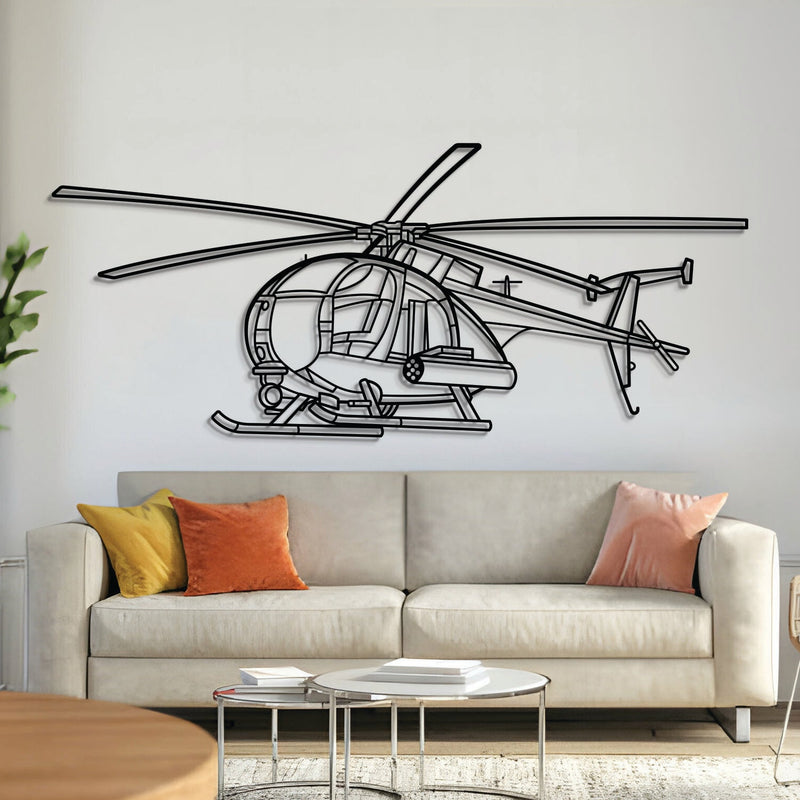 MH-6 Little Bird Angle Metal Aircraft Wall Art - NCP0482