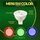 Single Color MR16 5W Red, Green, or Blue Energy Saving Waterproof 12V Low Voltage Outdoor LED Light Bulb