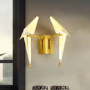 GobekUsa 1/2-Light Dining Room Sconce with Birdie Plastic Shade: Modernist White Wall Lamp in Warm/White Light
