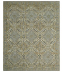 Custom Made Ivory, Brown and Blue Traditional Hand Knotted Wool Area Rug