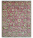 Custom Made Pink and Beige Oushak Hand Knotted Wool Rug