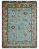 Custom Made Blue Modern Oushak Hand Knotted Wool Rug