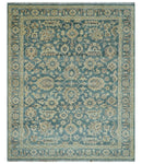 Custom Made Traditional Teal Oushak Hand Knotted Wool Rug
