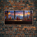 Tavern Art, Window, Winter Wall Art, Bottles Print, Canvas Print, Wall Hanging, Landscape Art, Family Room Art, Business Gift, Travel Print