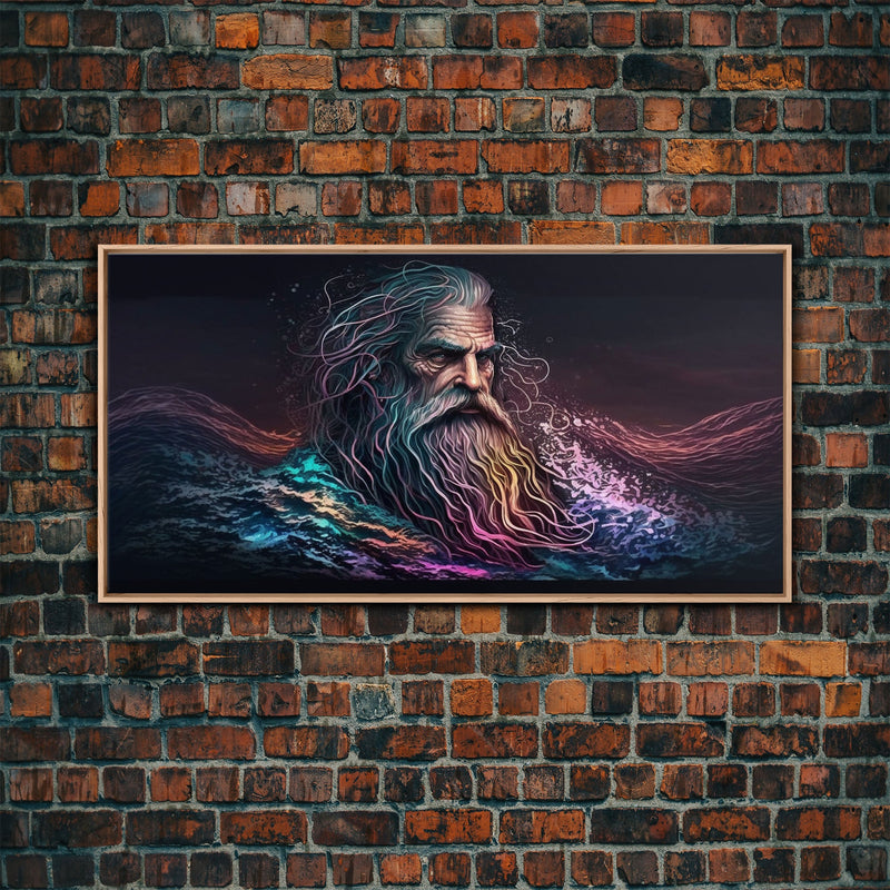 Aegir, God Of The Sea, Framed Canvas Print, Norse Mythology, Norse Art, Living Room Wall Art