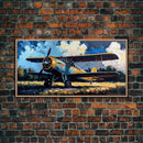 Aeroplane Art, Antique Airplane Painting Canvas Print, Framed Canvas Art, Above Sofa Art, Gift for RC Plane Pilot, Airplane Art