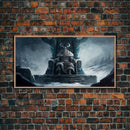 Odin Surveying The Realms on Hlidskjalf The High Seat, Norse Mythology Art, Framed Canvas Print