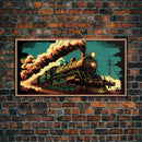 Pop Art Steam Train, Framed Canvas Print, Cool Wild West Decor, Western Art, Framed Colorful Pop Art