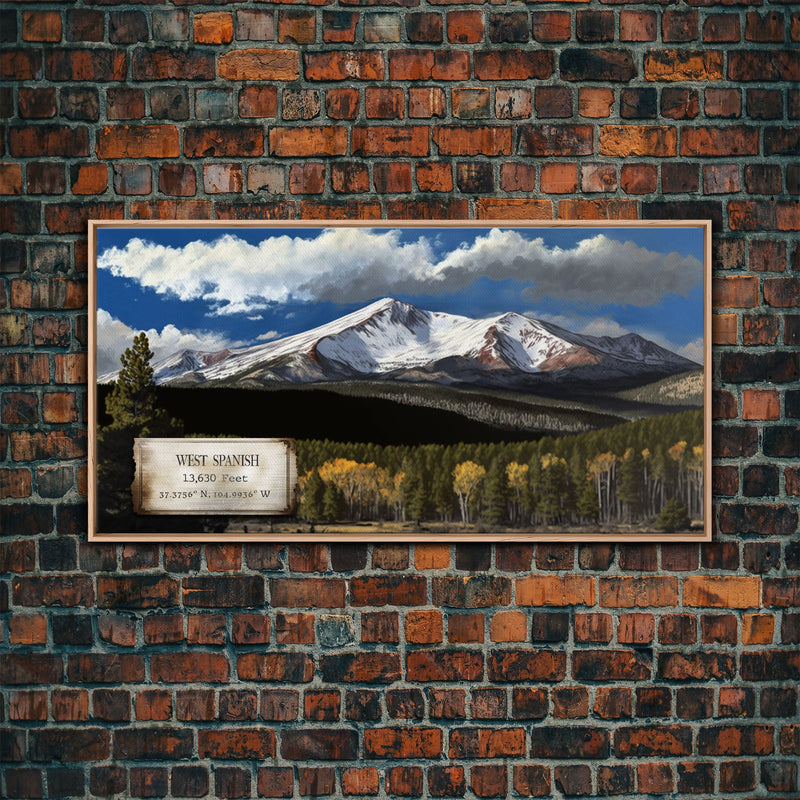 West Spanish Peak, Travel Poster Wall Art, Framed Canvas Print, American Mountains, Mountain Landscape Painting, Rocky Mountains Art