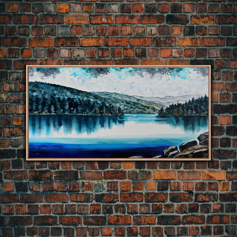 Blue Lake Art | Framed Canvas Print | Blue Lake Painting | Oregon Lake House Decor | Guest Room Landscape Painting | Diamond Lake Painting