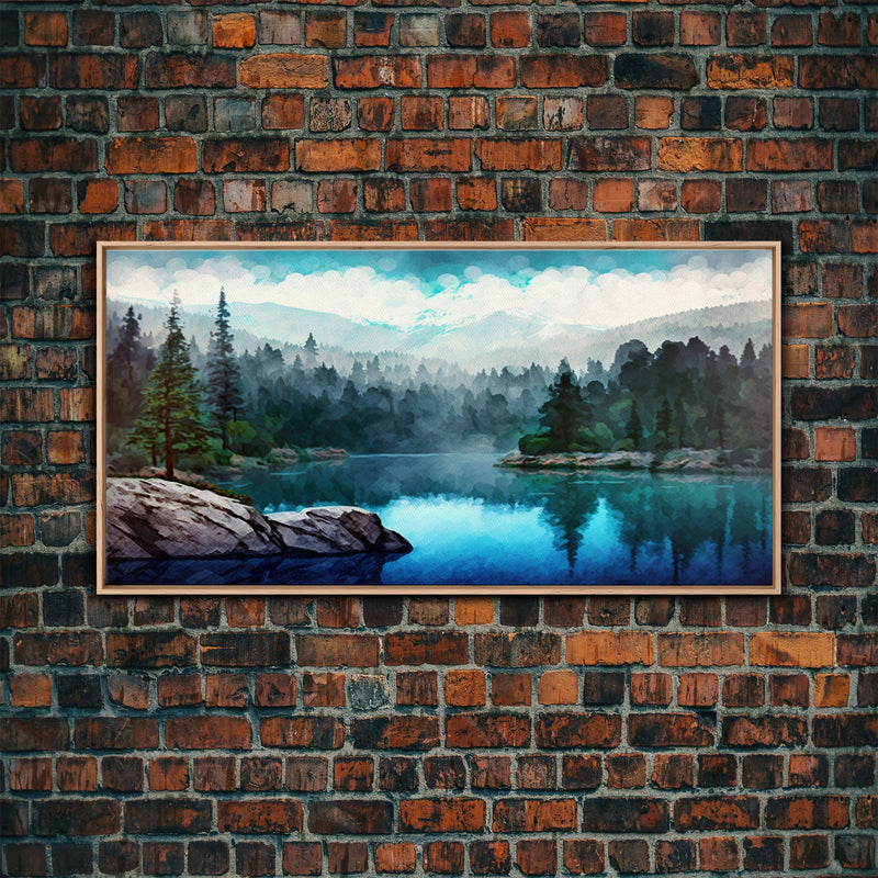 Blue Lake Art | Framed Canvas Print | Blue Lake Painting | Oregon Lake House Decor | Guest Room Landscape Painting | Trillium Lake Painting