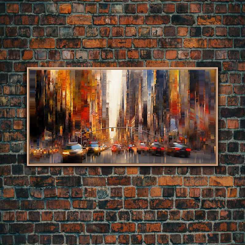 Abstract Cityscape Wall Art, City Wall Decor, Urban Art, Traffic Wall Art, Panoramic Wall Decor, Canvas Print, Wall Art, Framed Canvas Art