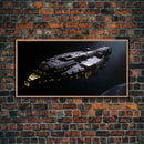 The Frigate, Cool Scifi Wall Art, Scifi Art, Framed Canvas Print, Gull Wing Space Ship, Unique Art, Alien Wall Art