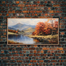 Autumn By The Lake, Framed Canvas Print, Original Landscape Painting, Fall Decor, Boho Minimalist Farmhouse Decor, Rustic Art
