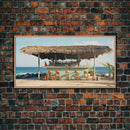 Beachside Tiki Hut Bar and Grill, Framed Canvas Print, Liminal Art, Framed Wall Decor Beach Photography, Surf Art, Surf Print Nautical Decor