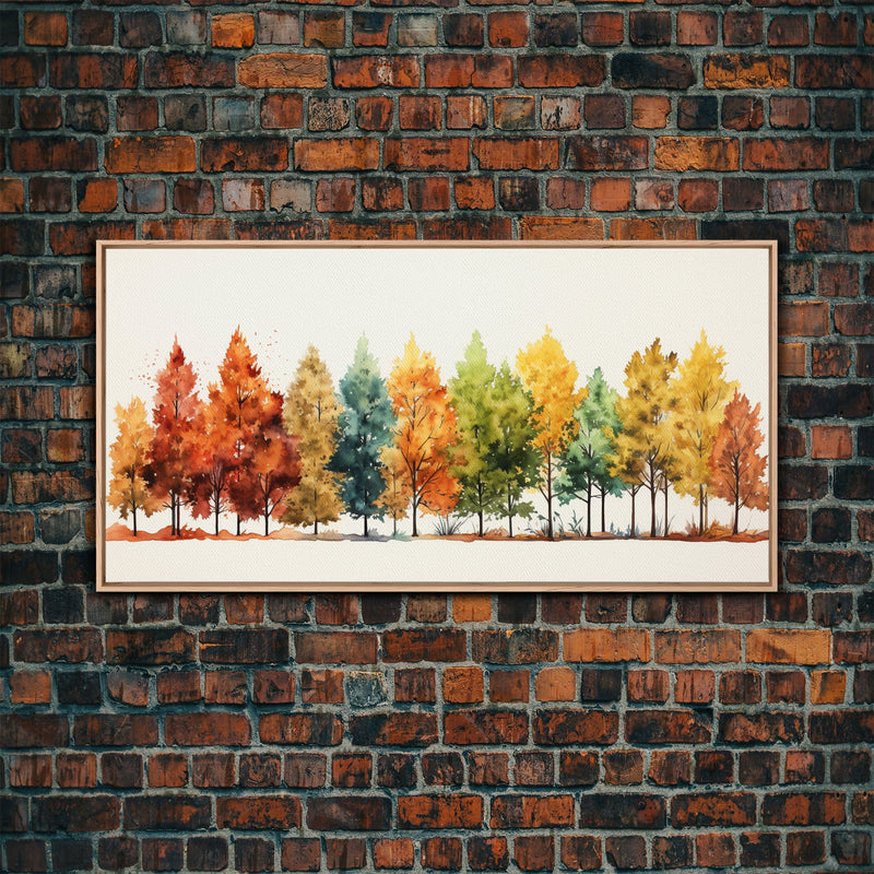 Autumn Decor - The Changing Of The Leaves - Framed Canvas Print - Fall Painting - Fall Centerpiece - Orange Leaves - Rustic Farmhouse Decor