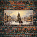 Retro Christmas Village Framed Christmas Wall Art - Framed Christmas Art - Canvas Art - St. Nicholas - Winter Wonderland Centerpiece
