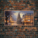 Christmas Tree In The Town Square - Winter Wonderland Canvas Print - Christmas Village - Christmas Decor - Winter Centerpiece
